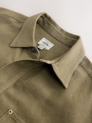 بني فاتح - Relaxed Drop Shoulder Denim Overshirt - صورة 7 من 8