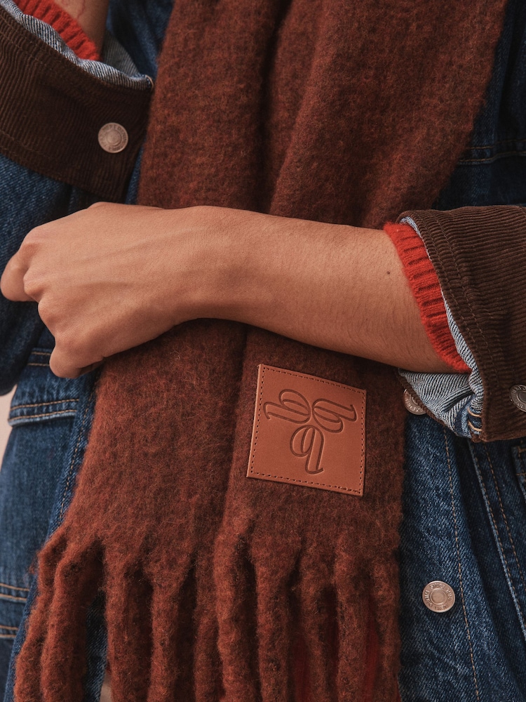 B by Ted Baker Ribbed Knitted Brown Scarf - Image 2 of 2 B by Ted Baker Ribbed Knitted Brown Scarf - Image 2 of 2