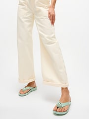 FitFlop Green iQushion Glossy Button Flip Flop Sandals - Image 1 of 5