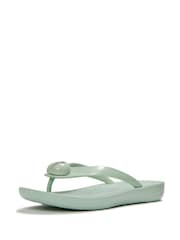 FitFlop Green iQushion Glossy Button Flip Flop Sandals - Image 2 of 5