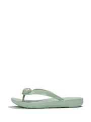 FitFlop Green iQushion Glossy Button Flip Flop Sandals - Image 3 of 5