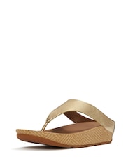 FitFlop Gold Lulu Lux Graphic Weave Toe Post Sandals - Image 3 of 5