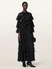 AllSaints Black Ambi Lace Maxi Dress - Image 1 of 6