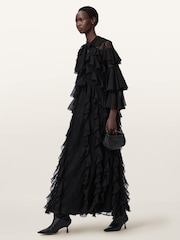 AllSaints Black Ambi Lace Maxi Dress - Image 5 of 6