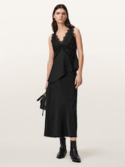 AllSaints Black Darya Maxi Skirt - Image 4 of 7