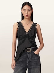 AllSaints Black Ilka Lace Cami - Image 1 of 6
