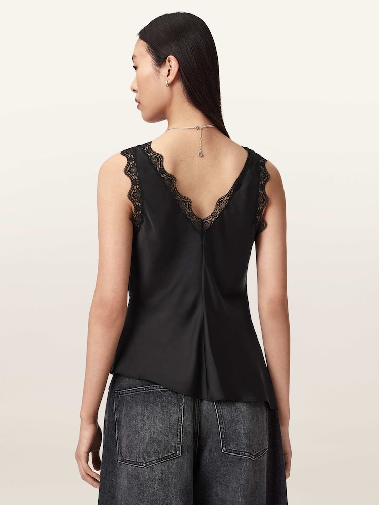 AllSaints Black Ilka Lace Cami - Image 2 of 6