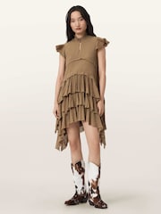 Коричневый - Платье мини с короткими рукавами Allsaints Cavarly - Изображение 1 5