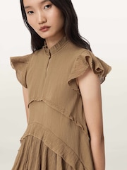 Коричневый - Платье мини с короткими рукавами Allsaints Cavarly - Изображение 3 5