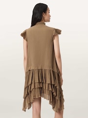 Коричневый - Платье мини с короткими рукавами Allsaints Cavarly - Изображение 4 5