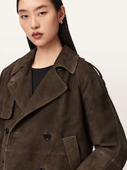 AllSaints Brown Reya Cropped Mac - Image 3 of 6