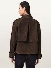 AllSaints Brown Reya Cropped Mac - Image 4 of 6
