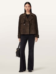AllSaints Brown Reya Cropped Mac - Image 5 of 6