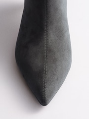 The Set Kitten Heel Ankle Sock Boots Grey Faux Suede - Image 6 of 7