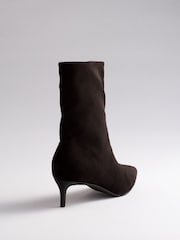 The Set Kitten Heel Ankle Sock Boots Chocolate Brown Faux Suede - Image 5 of 5