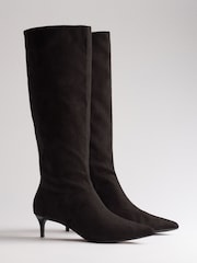 The Set Kitten Heel Knee High Sock Boots Chocolate Brown - Image 2 of 7