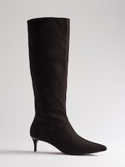 The Set Kitten Heel Knee High Sock Boots Chocolate Brown - Image 5 of 7