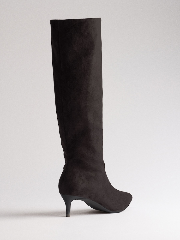The Set Kitten Heel Knee High Sock Boots Chocolate Brown - Image 7 of 7 The Set Kitten Heel Knee High Sock Boots Chocolate Brown - Image 7 of 7