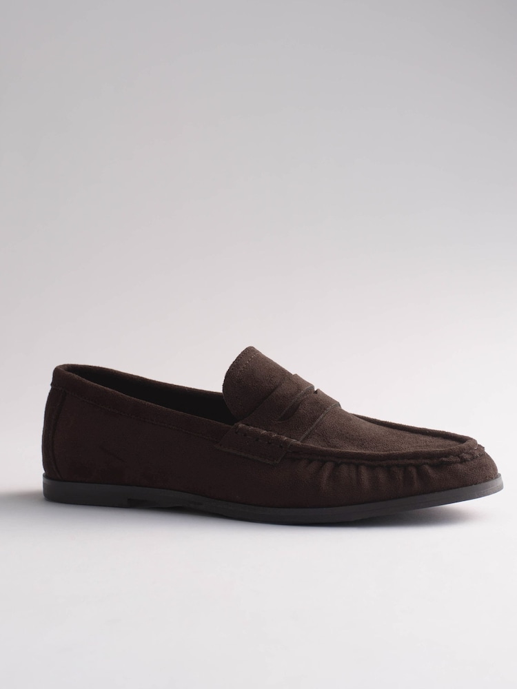 The Set Classic Ruched Loafers Brown Faux Suede - Image 7 of 7 The Set Classic Ruched Loafers Brown Faux Suede - Image 7 of 7