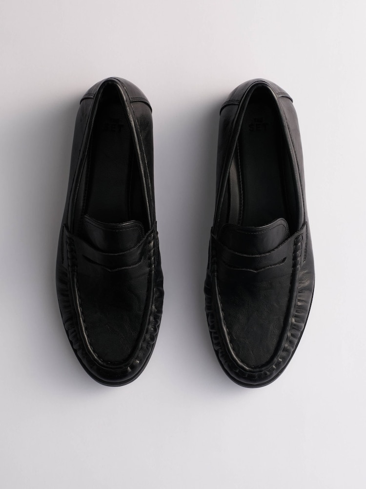 The Set Classic Ruched Loafers Black - Image 1 of 9 The Set Classic Ruched Loafers Black - Image 1 of 9