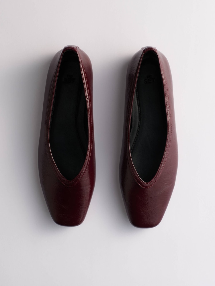 Burgundy Red - The Set Square Toe Ballet Flats - Larawan 1 ng 4