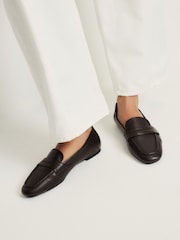 Piele ciocolatie - The Set Square Toe Loafers - Imaginea 1 din 4