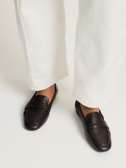 Piele ciocolatie - The Set Square Toe Loafers - Imaginea 2 din 4