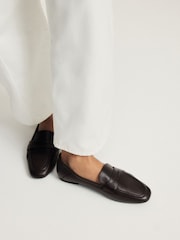 Piele ciocolatie - The Set Square Toe Loafers - Imaginea 3 din 4
