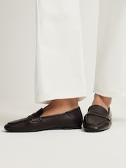 Piele ciocolatie - The Set Square Toe Loafers - Imaginea 4 din 4