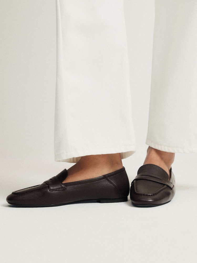 Piele ciocolatie - The Set Square Toe Loafers - Imaginea 4 din 4
