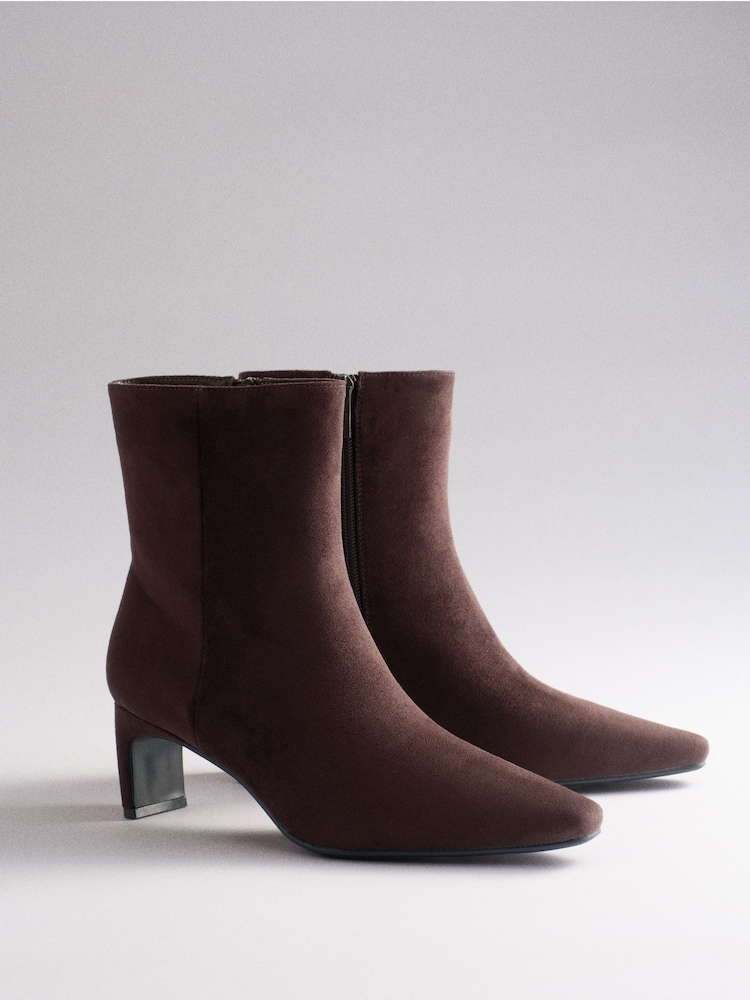 The Set Chisel Toe Heel Ankle Boots Chocolate Brown - Image 1 of 8 The Set Chisel Toe Heel Ankle Boots Chocolate Brown - Image 1 of 8