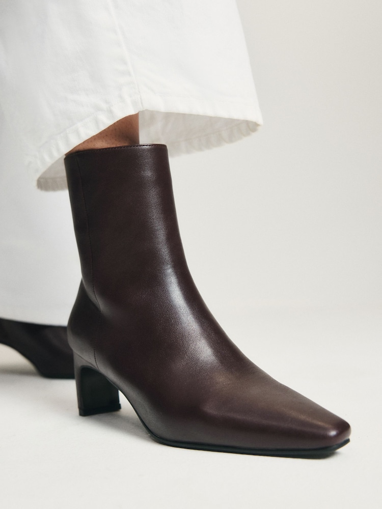 The Set Chisel Toe Heel Ankle Boots Burgundy Red - Image 2 of 7 The Set Chisel Toe Heel Ankle Boots Burgundy Red - Image 2 of 7