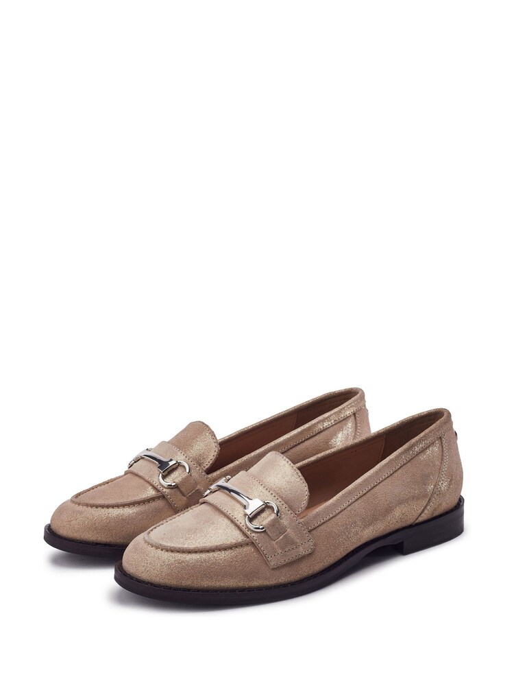 Moda in Pelle Metallic Elarra Flat Loafers With Snaffle Trim - Image 2 of 3 Moda in Pelle Metallic Elarra Flat Loafers With Snaffle Trim - Image 2 of 3