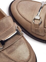 Moda in Pelle Metallic Elarra Flat Loafers With Snaffle Trim - Image 3 of 3