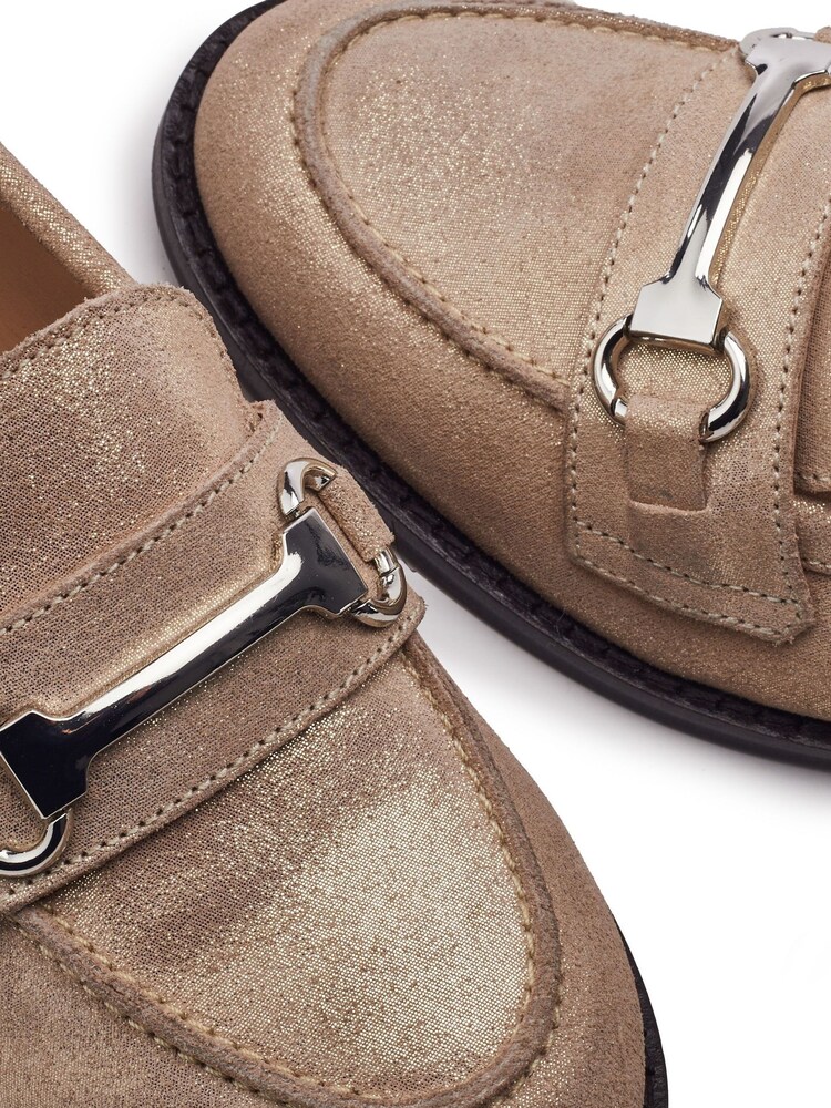 Moda in Pelle Metallic Elarra Flat Loafers With Snaffle Trim - Image 3 of 3 Moda in Pelle Metallic Elarra Flat Loafers With Snaffle Trim - Image 3 of 3