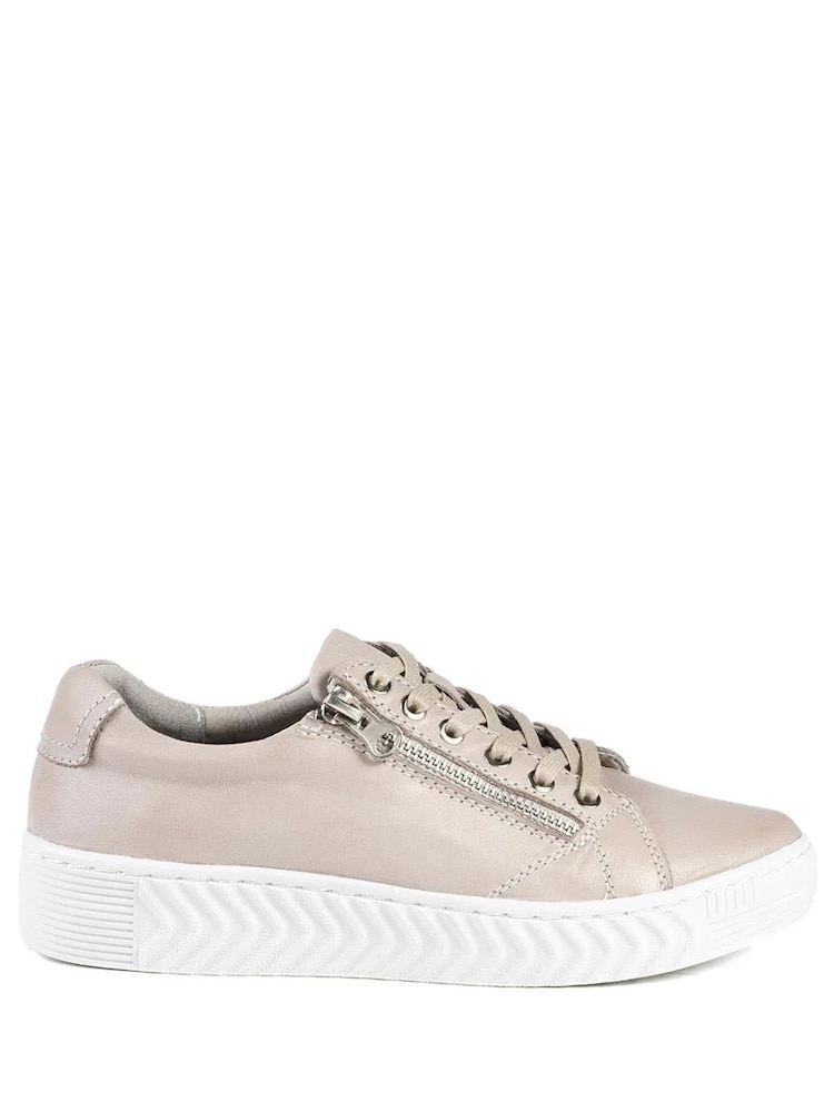 Pavers Cream Wide Fit Leather Breathable Platform Trainers - Image 1 of 5