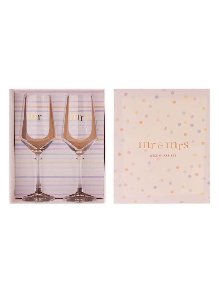 Widdop Set of 2 Clear Wine Mr & Mrs Glasses - Image 2 of 2