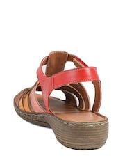 Pavers Red Multi Premium Leather Adjustable Fasten Sandals - Image 4 of 5