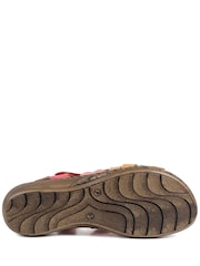 Pavers Red Multi Premium Leather Adjustable Fasten Sandals - Image 5 of 5
