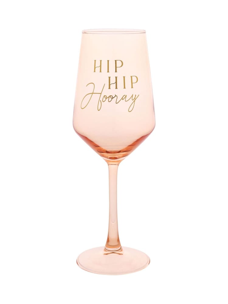 Widdop Light Peach Hip Hip Hooray Wine Glass - Image 1 of 2