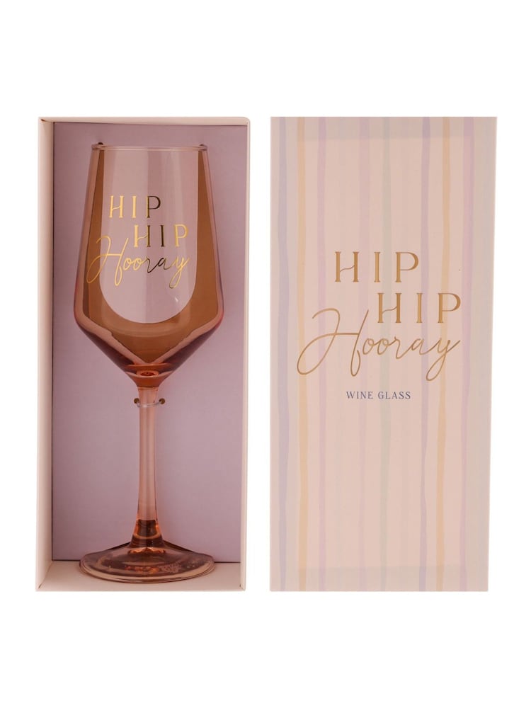Widdop Light Peach Hip Hip Hooray Wine Glass - Image 2 of 2