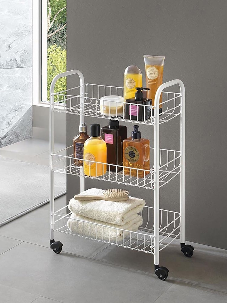metaltex White Siena Storage Rolling Cart - Image 1 of 5