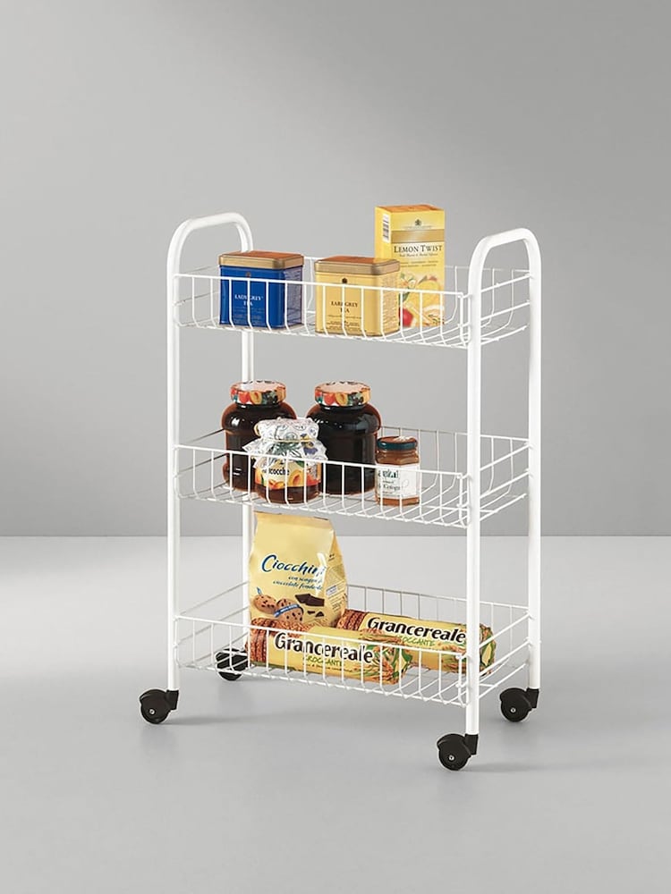metaltex White Siena Storage Rolling Cart - Image 2 of 5