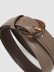 Reiss Taupe Romy Leather Resin-Buckle Belt - Image 3 of 4