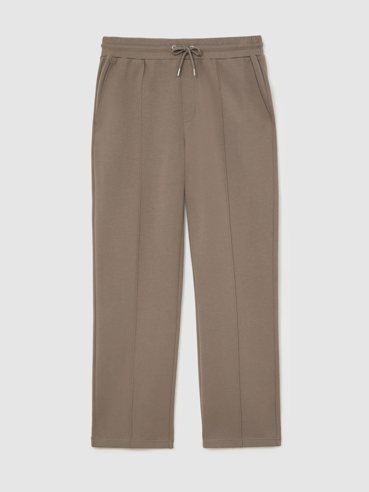 Reiss Mushroom Brown Form Premium Interlock Straight-Leg Joggers - Image 2 of 6 Reiss Mushroom Brown Form Premium Interlock Straight-Leg Joggers - Image 2 of 6