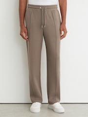 Reiss Mushroom Brown Form Premium Interlock Straight-Leg Joggers - Image 3 of 6