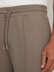 Reiss Mushroom Brown Form Premium Interlock Straight-Leg Joggers - Image 4 of 6