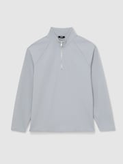 Reiss Soft Blue Lennox Waffle Half-Zip Funnel-Neck Sweatshirt - Image 2 of 7