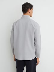 Reiss Soft Blue Lennox Waffle Half-Zip Funnel-Neck Sweatshirt - Image 6 of 7