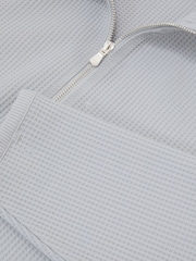 Reiss Soft Blue Lennox Waffle Half-Zip Funnel-Neck Sweatshirt - Image 7 of 7
